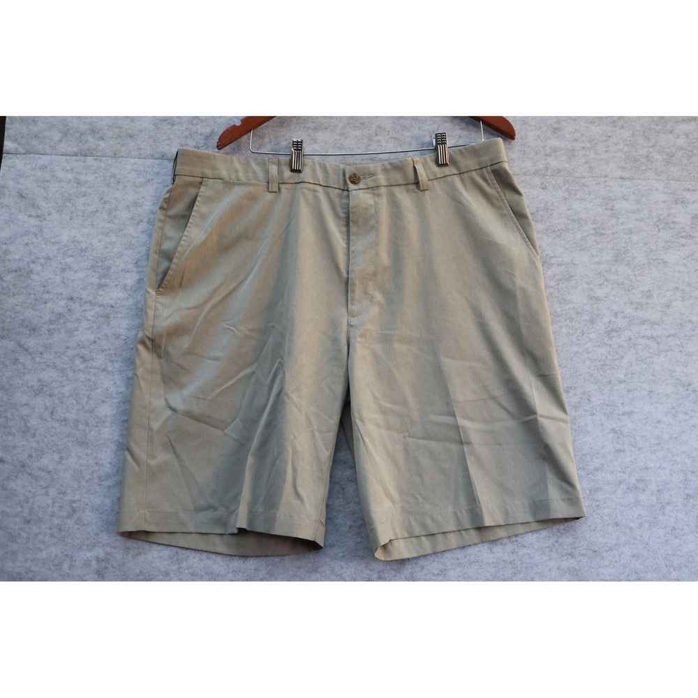 Grand Slam Mens Golf Shorts 38 Khaki Tan Flat Front Performance Activewear